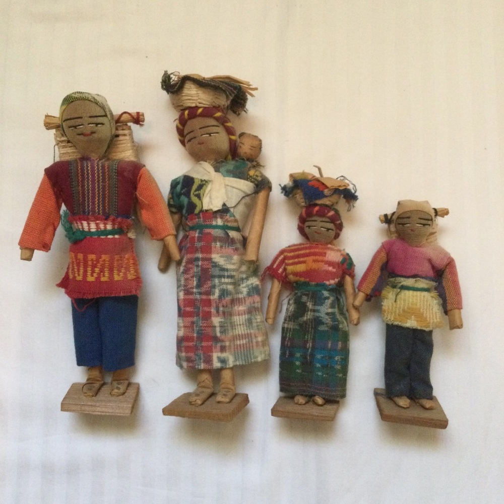 Vintage Handmade Guatemalan Folk Art Dolls Set of 4
